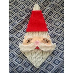 Silverware Utensil Holder Christmas Party Santa Claus  Plastic Canvas Handmade